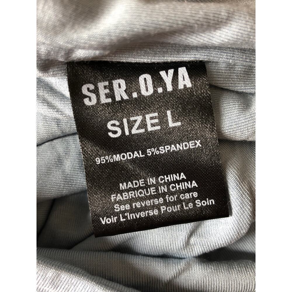 Ser.O.Ya Artemis Top Long Sleeve Cut-Out Twist Front Jersey  Blue NWT Large - Picture 7 of 8